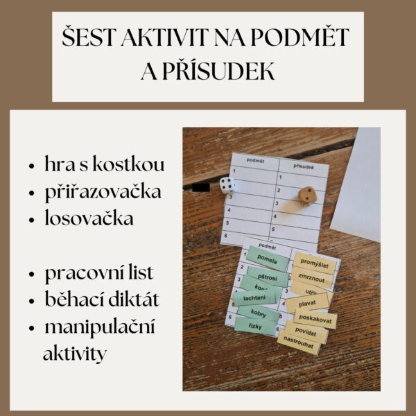 Šest aktivit na přísudek a podmět 