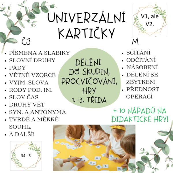Dělení do skupin – kartičky 1.-3. ročník
