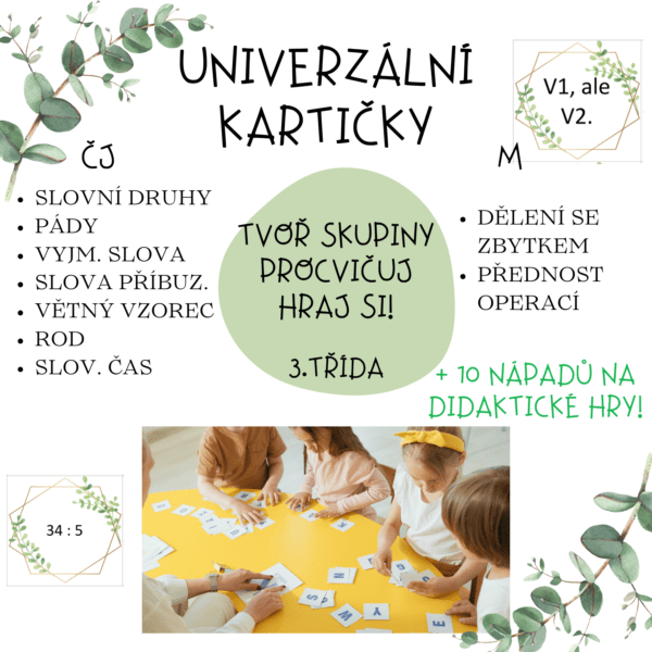 Dělení do skupin – kartičky 3.ročník